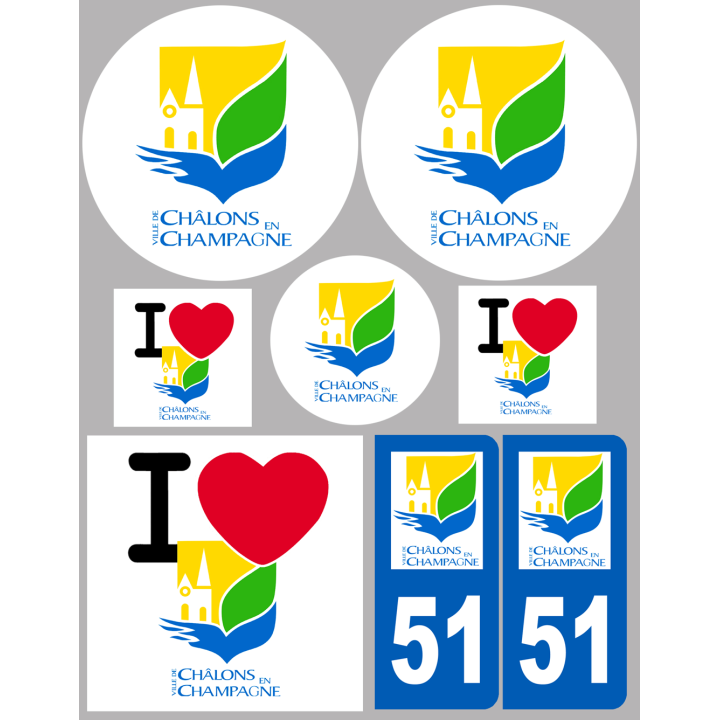 Châlons-en-Champagne (8 autocollants variés) - Sticker/autocollant