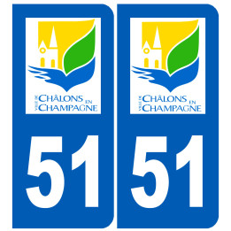 immatriculation Châlons-en-Champagne 51 - Sticker/autocollant