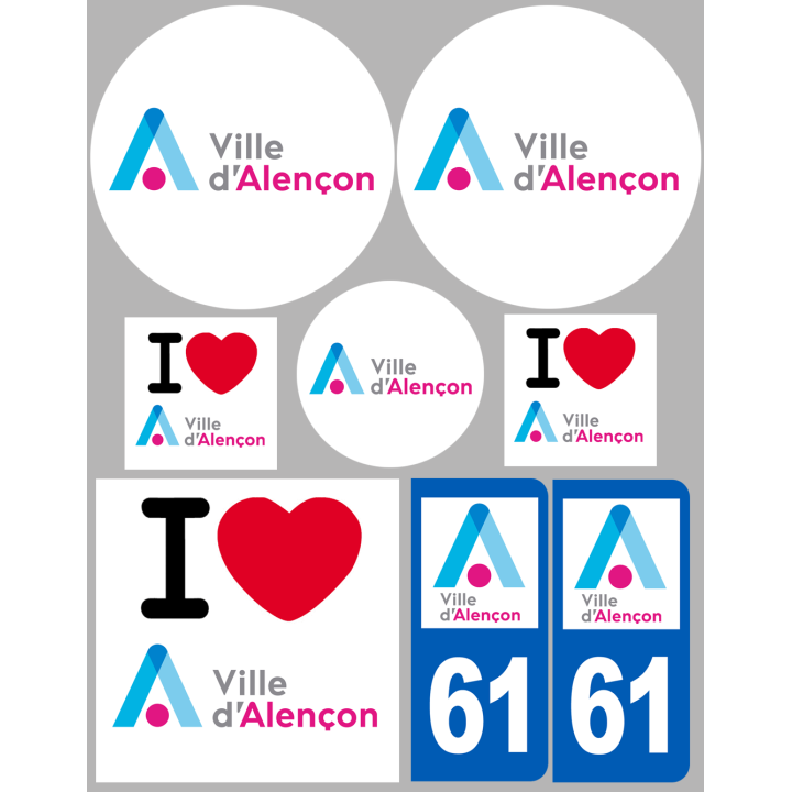 Alençon - 8 autocollants variés - Sticker/autocollant