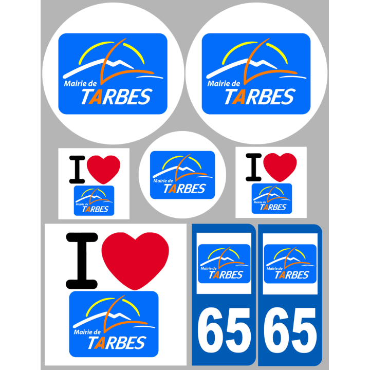 Tarbes - 8 autocollants variés - Sticker/autocollant