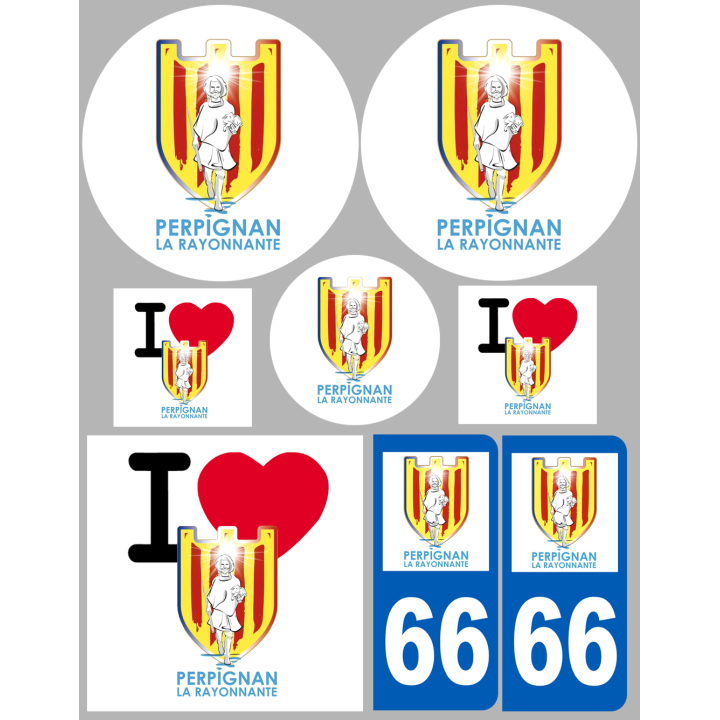 Perpignan - 8 autocollants variés - Sticker/autocollant