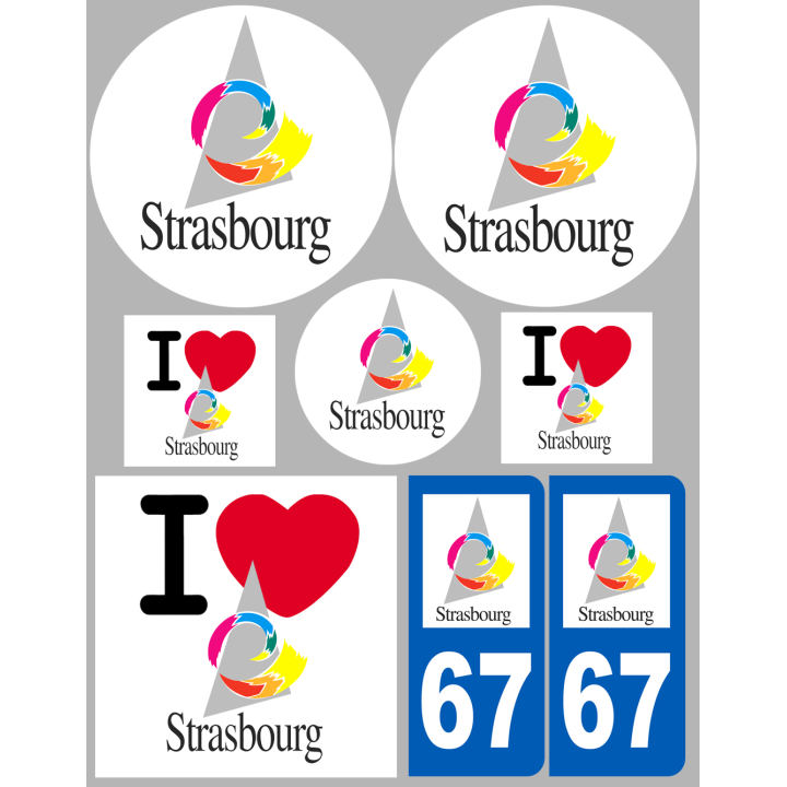 Strasbourg - 8 autocollants variés - Sticker/autocollant