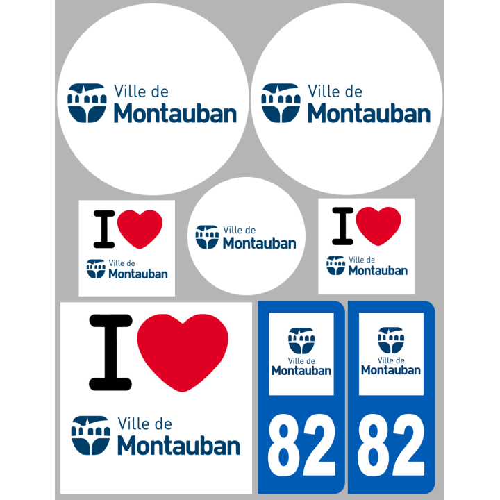 Montauban - 8 autocollants variés - Sticker/autocollant