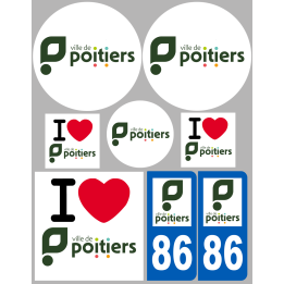 Poitiers - 8 autocollants variés - Sticker/autocollant