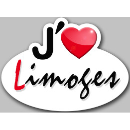 j'aime Limoge - 5x3.7cm - Sticker/autocollant