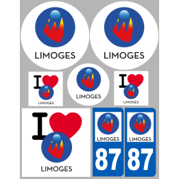 Limoges - 8 autocollants variés - Sticker/autocollant