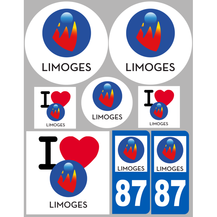 Limoges - 8 autocollants variés - Sticker/autocollant