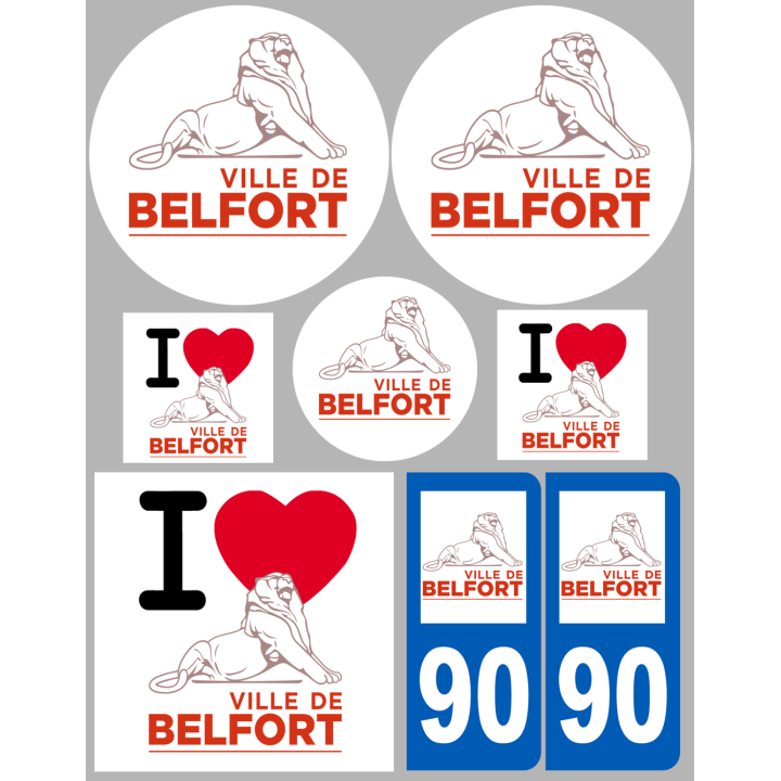 Belfort - 8 autocollants variés - Sticker/autocollant