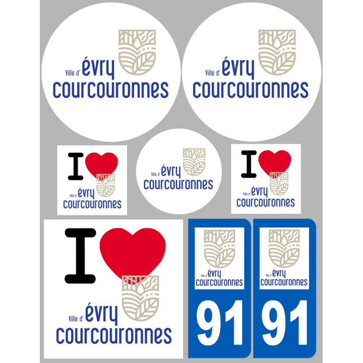 Évry-Courcouronnes - 8 autocollants variés - Sticker/autocollant