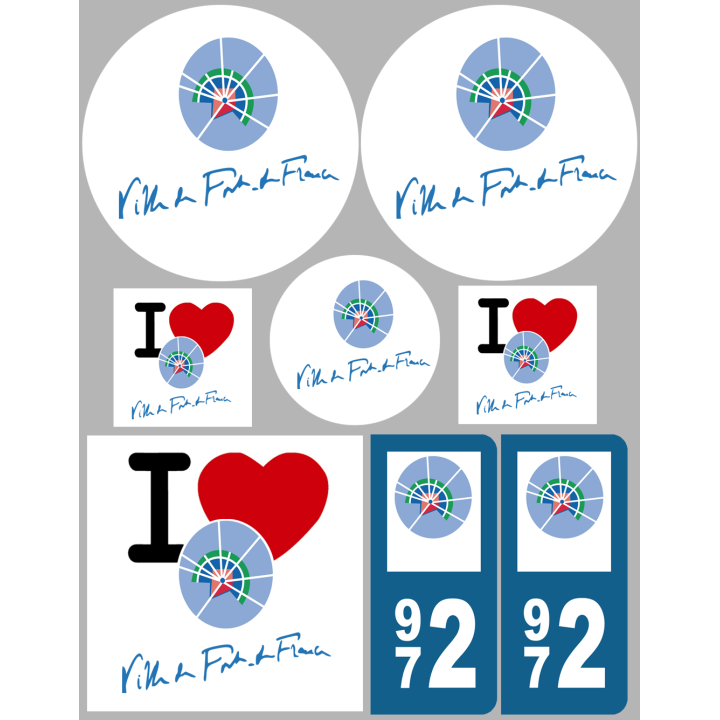Fort de France - 8 autocollants variés - Sticker/autocollant