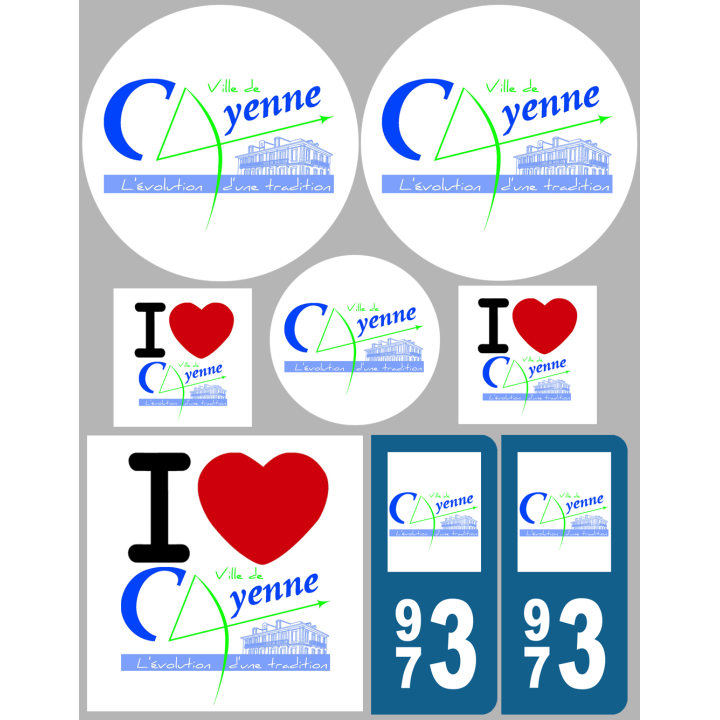 Cayenne - 8 autocollants variés - Sticker/autocollant