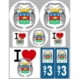 Cayenne blason - 8 autocollants variés - Sticker/autocollant