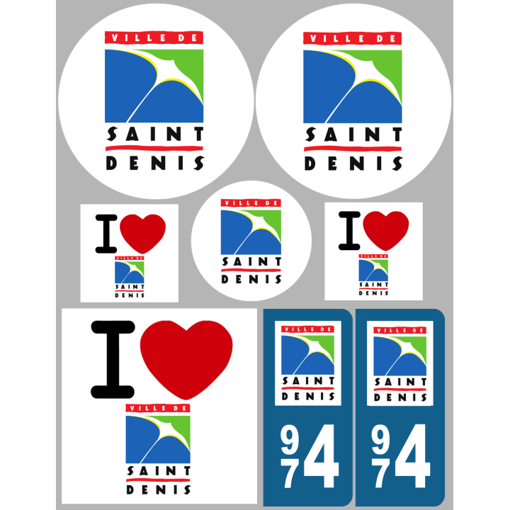 Saint-Denis de la Réunion - 8 autocollants variés - Sticker/autocoll