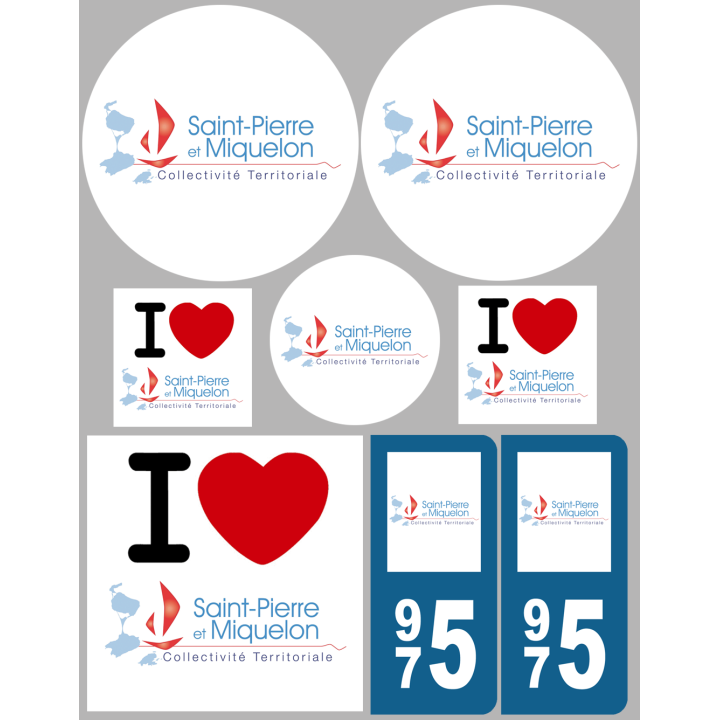 Saint-Pierre et Miquelon - Kit 8 stickers - Sticker/autocollant