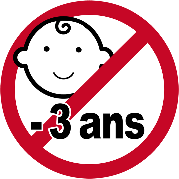 Interdit moins 3 ans - 20x20cm - Sticker/autocollant