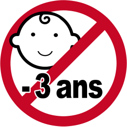 Interdit moins 3 ans - 10x10cm - Sticker/autocollant