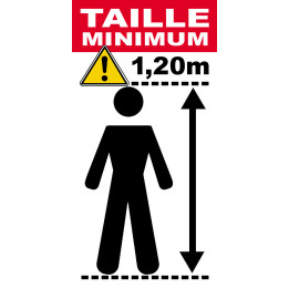 Taille minimum 1,20m - 20x10cm - Sticker/autocollant