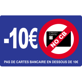 Pas de cartes bancaires en dessous de 10 euros - 10x6cm - Sticker/auto