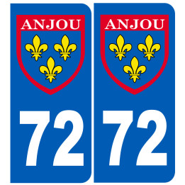 Immatriculation Anjou 72 Sarthe - Sticker/autocollant