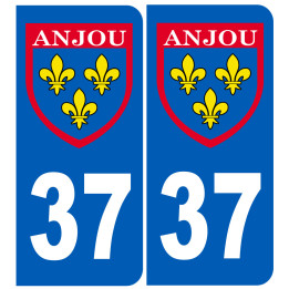 Immatriculation Anjou 37 Indre et Loire - Sticker/autocollant