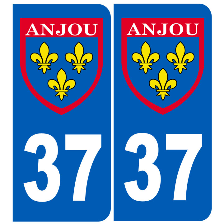Immatriculation Anjou 37 Indre et Loire - Sticker/autocollant