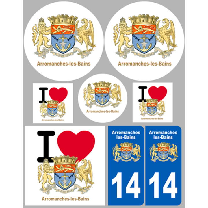 Arromanches-les-Bains - 8 autocollants variés - Sticker/autocollant