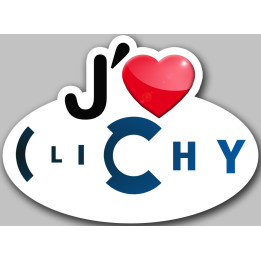 j'aime Clichy - 5x3.7cm - Sticker/autocollant