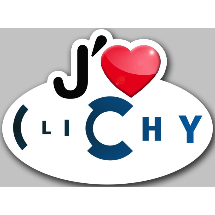 j'aime Clichy - 5x3.7cm - Sticker/autocollant