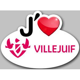 j'aime Villejuif - 5x3.7cm - Sticker/autocollant