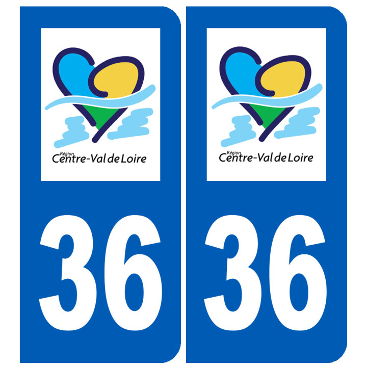 immatriculation 36 Centre Val de Loire - Sticker/autocollant