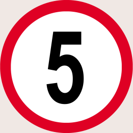 Disque de vitesse 5Km/H bord rouge - 10cm - Sticker/autocollant