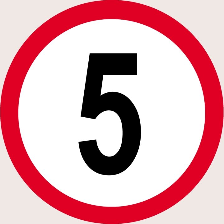Disque de vitesse 5Km/H bord rouge - 10cm - Sticker/autocollant