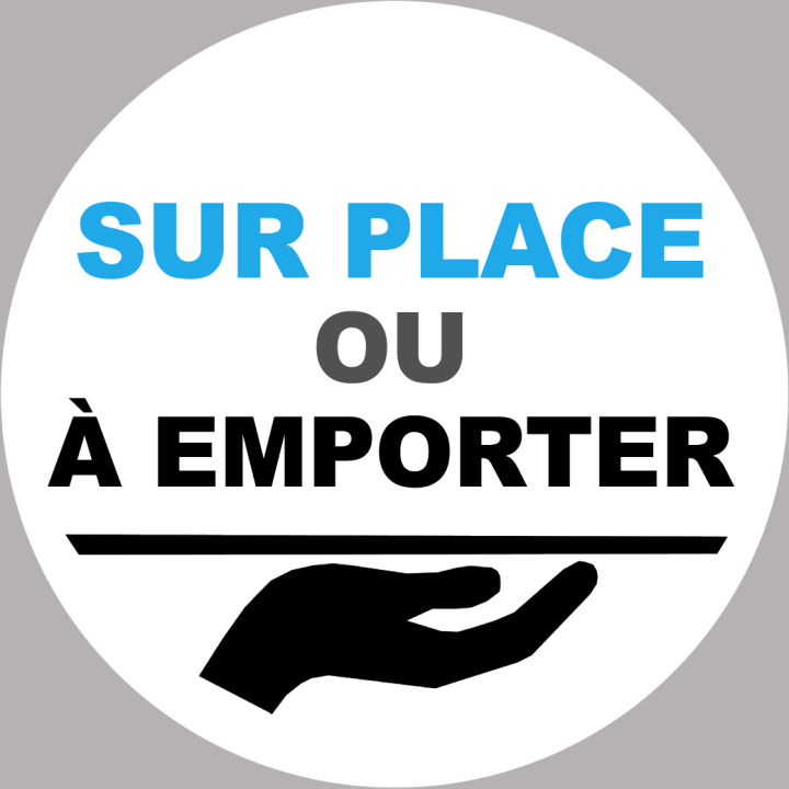 Sur place ou à emporter - 20x20cm - Sticker/autocollant