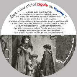 la cigale et la fourmi - 15x15cm - Sticker/autocollant
