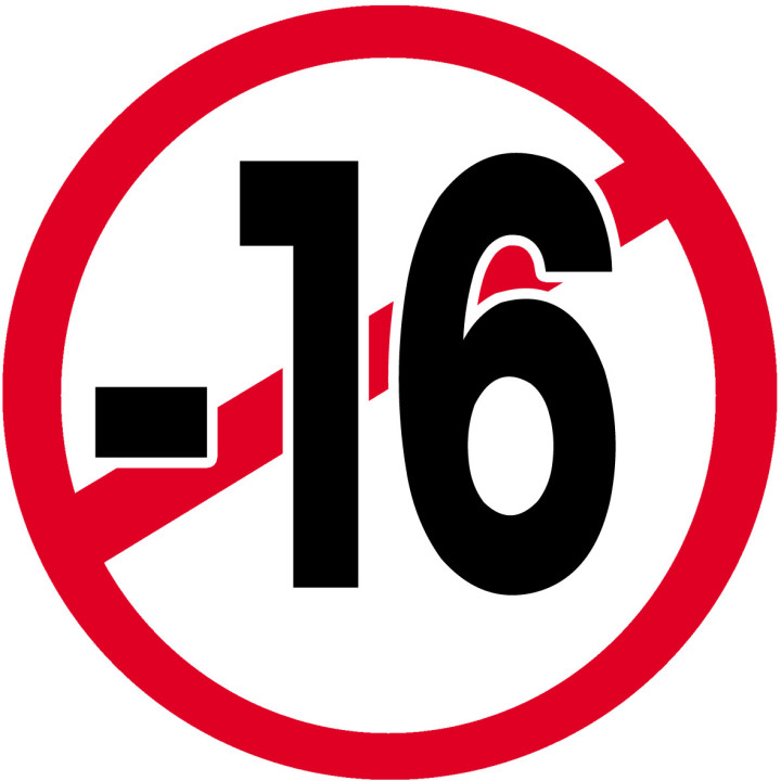 interdit moins 16 ans - 5cm - Sticker/autocollant