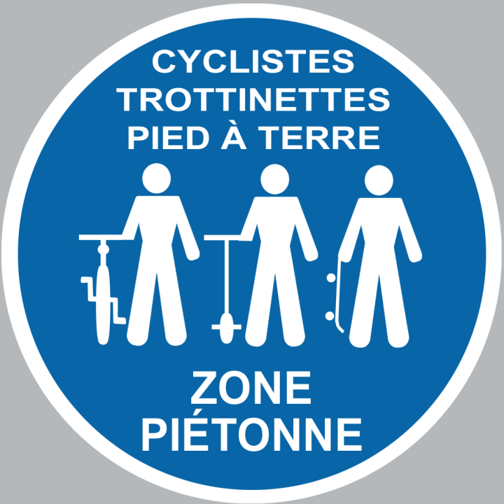 Picto cyclistes trottinettes pied à terre - 15cm - Sticker/autocollant