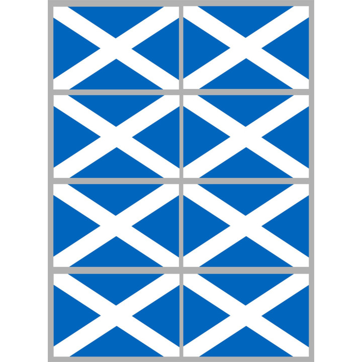 Drapeau Ecosse - 8 stickers - 9.5 x 6.3 cm - Sticker/autocollant