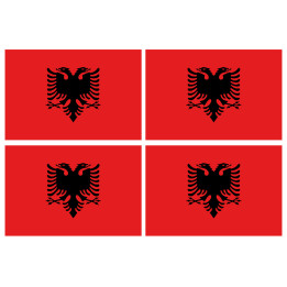 Drapeau Albanie - 4 stickers - 9.5 x 6.3 cm - Sticker/autocollant