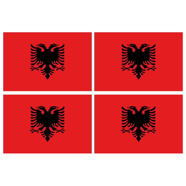 Drapeau Albanie - 4 stickers - 9.5 x 6.3 cm - Sticker/autocollant